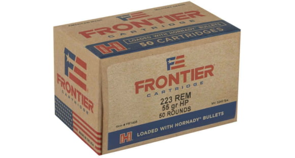 Image of Hornady Frontier .223 Remington 55 grain Hollow Point Brass Cased Centerfire Rifle Ammo, 50 Rounds, FR1405