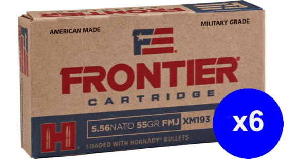 Image of Hornady Frontier 5.56x45mm NATO 55 grain Full Metal Jacket Brass Cased Centerfire Rifle Ammo, 120 Rounds, FR200