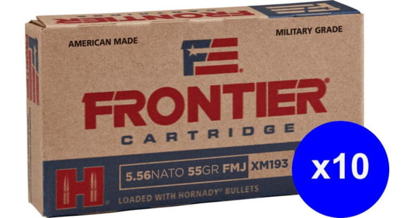 Image of Hornady Frontier 5.56x45mm NATO 55 grain Hollow Point Brass Cased Centerfire Rifle Ammo, 200 Rounds, FR240