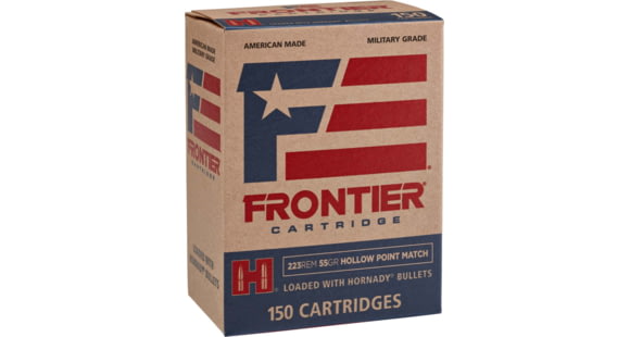 Image of Hornady Frontier .223 Remington 55 grain Hollow Point Brass Cased Centerfire Rifle Ammo, 150 Rounds, FR1415