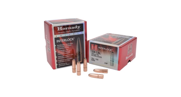 Image of Hornady Interlock Traditional Rifle Bullets, .338 Caliber, 250 grain, InterLock Round Nose RN, 100 Bullet, 3330