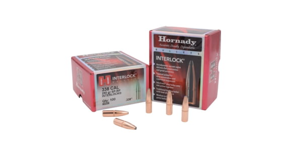Image of Hornady Interlock Traditional Rifle Bullets, .338 Caliber, 250 grain, InterLock Spire Point - Recoil Proof SP-RP, 100 Bullet, 3335