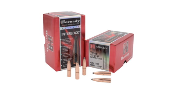 Image of Hornady Interlock Traditional Rifle Bullets, 7mm Caliber, 175 grain, InterLock Spire Point SP, 100 Bullet, 2850 - 2 boxes