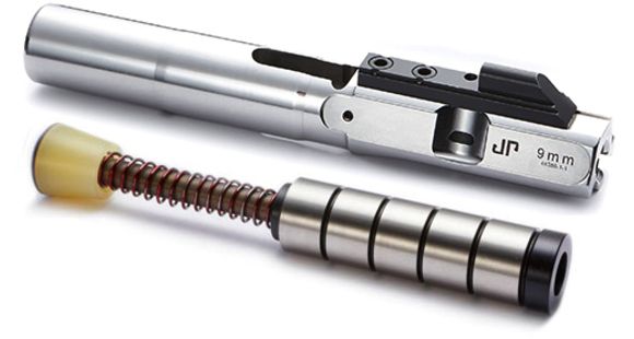 Image of JP Enterprises EnhancedBolt Bolt Carrier Group BCG, 9mm, Polished SS Finish, Short Stroke SCS System JPSCS2-9SS-5 - 5 Steel Masses, Silver, JPBC-9SL-SP5SS