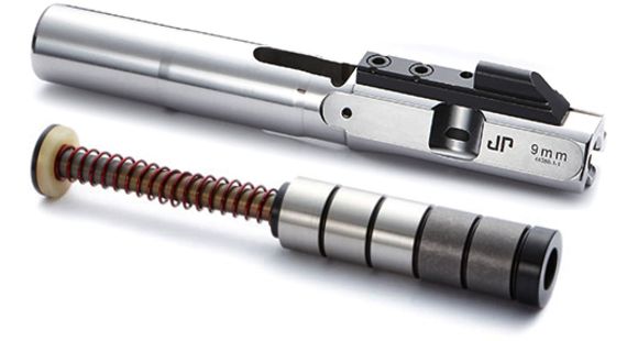 Image of JP Enterprises EnhancedBolt Bolt Carrier Group BCG, 9mm, Polished SS Finish, Standard Stroke Enhanced SCS System JPSCS2-9-5H2 - 2 Tungsten/ 3 Steel Masses, Silver, JPBC-9SL-SP5H2
