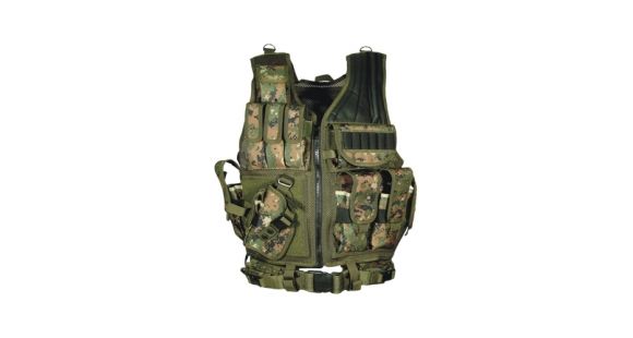 Image of Leapers UTG Combat Tactical Vest w/Quick Draw Holster - Woodland Digital PVC-V547EL