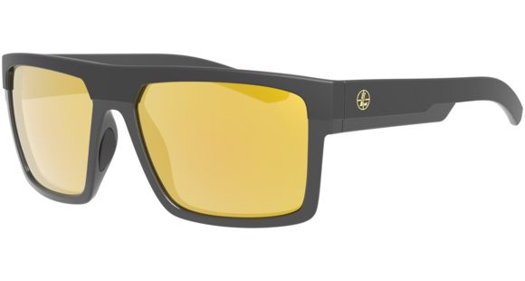 Image of Leupold Becnara Sunglasses, Matte Black/Gloss Black Frame, Square Orange Mirror Lens, Polarized, Regular-Wide, 179633