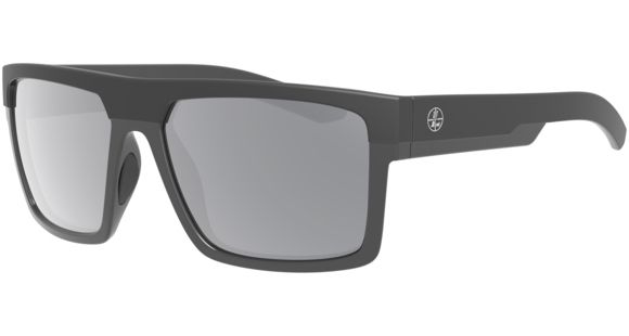 Image of Leupold Becnara Sunglasses, Matte Black/Gloss Black Frame, Square Shadow Gray Flash Lens, Polarized, Regular-Wide, 179102