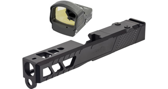 Image of Leupold DeltaPoint Pro 6 MOA Dot Red Dot Sight, Matte Black and TRYBE Defense Pistol Slide, Glock 19, Gen 3, DeltaPoint Pro Cut, Version 2, Black Cerakote