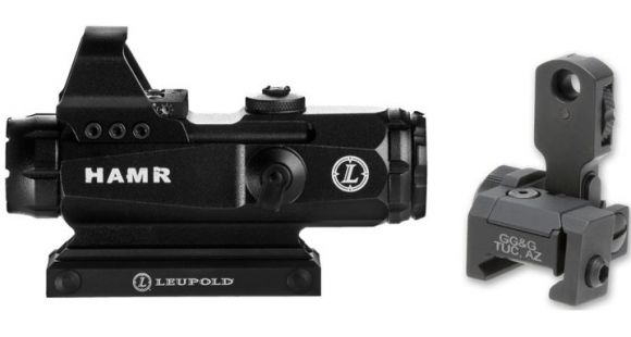 Image of Leupold Mark 4 HAMR 4x24mm Fixed Matte Rifle Scope, Illuminated CMR2 w/ GG&amp;G MAD Flip Up Rear Sight GGG-1006RA