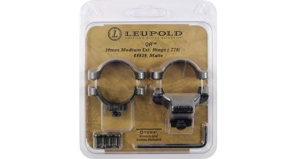 Image of Leupold Quick Release Rifle Scope Rings, 30mm Diameter, Extension, Medium, Matte Black