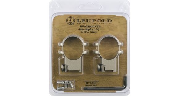 Image of Leupold Sako Ring Mounts, 1in, High, Silver - 51720