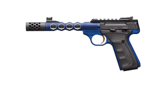 Image of Browning Buck-Mark-Plus-Vision-Blue Pistol, .22 Long Rifle, 5.875 in barrel, anodized aluminum frame, black rubber grip, blowback operated semi-auto, single-action, fiber-optic front, adj. target rear, 10 round magazine, BBM-PLUS-VB-FRRMPG