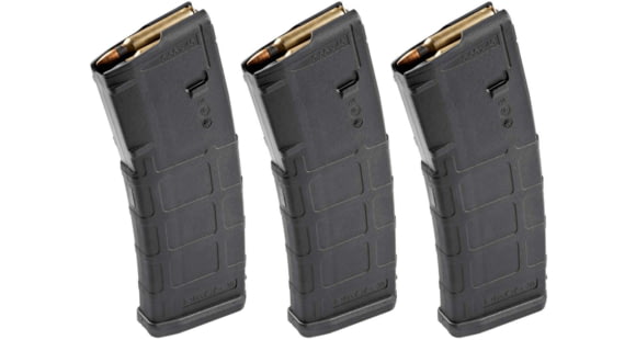 Image of Magpul Industries PMAG GEN M2 MOE AR-15/M16/M4 Rifle Magazine, .223 Rem/5.56x45mm NATO, 30 Round, Black, 3 Pack