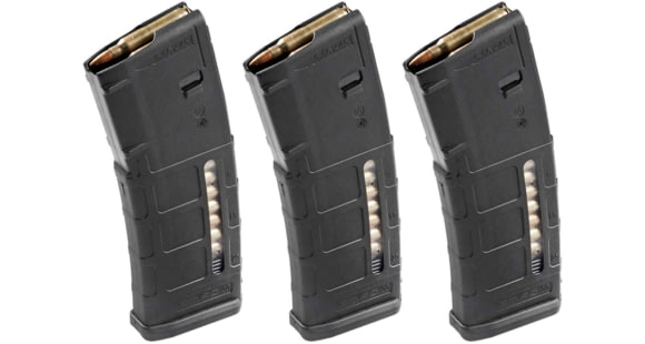 Image of Magpul Industries PMAG GEN M2 MOE AR-15/M16/M4 Rifle Magazine w/Capacity Window, .223 Rem/5.56x45mm NATO, 30 Round, Black, 3 Pack