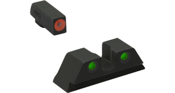 Image of Meprolight Highly Visible Day/Night Self-illuminated Sight Fixed Set, Smith&amp;Wesson M&amp;P Shield, Front Green, Rear Green, Orange Notch, 0417703131, 417703131