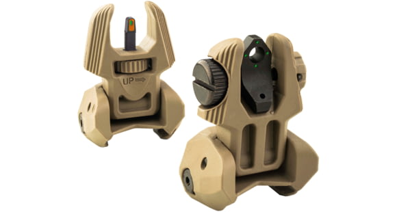 Image of Meprolight MEPRO FRBS - Self-Illuminated Flip Back-Up Rifle Sights, 4 Dot Rear / Orange Hyper Bright Front, Desert, 403440, 403440