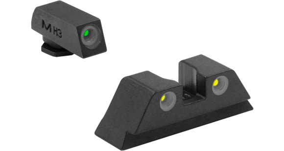 Image of Meprolight Tru-Dot Night Sight Set for Glock 10mm &amp; 45 ACP, Green Front/Yellow Rear, 10222Y, 102223201