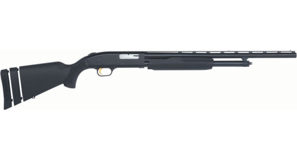 Image of Mossberg 500 Super Bantam 3in Field Pump Youth Shotgun, 20 Gauge, 22 inch Barrel, Synthetic Black Stock, Twin Bead Sights, Blued Black, 54210