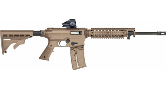 Image of Mossberg 715T Flat Top Semi-Auto Rifle, .22 Long Rifle, 16.25in Barrel, 1-16, Synthetic Flat Dark Earth Stock, Blued , 25RD, 37240-FRRMPG