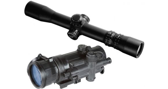 Image of Nightforce NXS - 2.5-10x32mm - ZeroStop - .250 MOA - LV - NVD - PTL, Black, 30 mm C475 Rifle Scope with Armasight Co-mr-3 Bravo Night Vision Medium Range Clip-on System Generation 3 Bravo Grade and ad