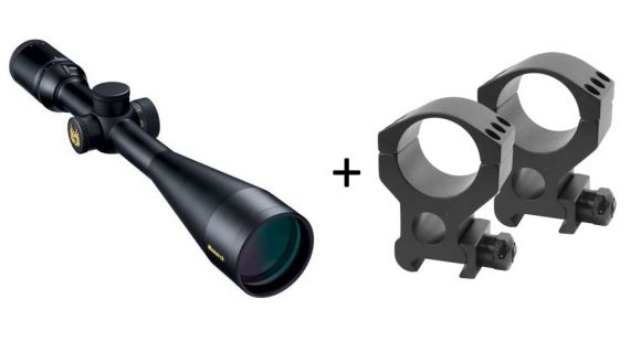 Image of Nikon Monarch 4-16x50 Side Focus Rifle Scope, Matte Black w/BDC Reticle 8440 w/ Burris Xtreme Tactical 1 Inch Rifle Scope Ring Pair, Extra High 1in, Black 420183