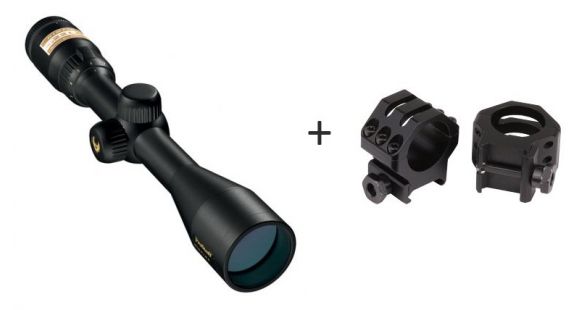 Image of Nikon ProStaff Rimfire 3-9x40mm Rifle Scope, Matte Black BDC 150 Reticle 6725 w/ Weaver 1in Tactical Rings, Medium, Matte 48349