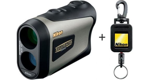 Image of Nikon Rifle Hunter 1000yd 6x21 Laser Rangefinder, Matte 8377 w/ Nikon Retractable Rangefinder Tether, Black 8172
