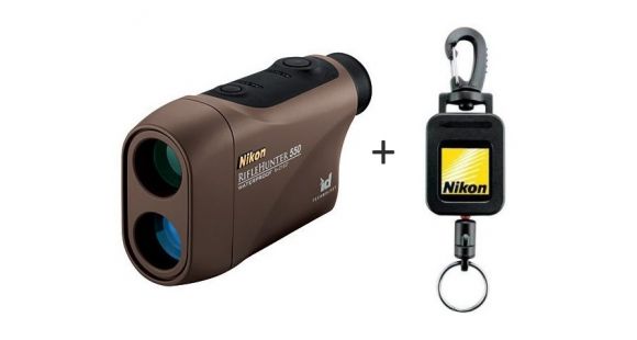 Image of Nikon RifleHunter 550 Laser Rangefinder, Brown 8367 w/ Nikon Retractable Rangefinder Tether, Black 8172