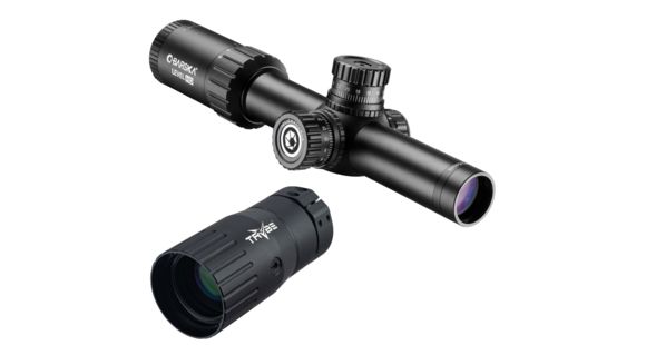Image of Barska 1-6x24mm Level HD FFP Rifle Scope, Black, Medium, AC13026 w/ TRYBE Optics Enhancer - Magnification Doubler