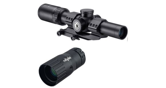 Image of Barska SWAT 1-8x 24mm HRS .223 BDC Rifle Scope, Black, Small, AC13326 w/ TRYBE Optics Enhancer - Magnification Doubler