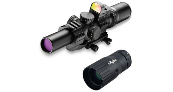 Image of Burris RT-6 1-6x24 mm Rifle Scope, 30mm Tube, Second Focal Plane, Black, Matte, Red Ballistic AR 5X Reticle, Matte, Black w/ TRYBE Optics Enhancer, FastFire 3 &amp; P.E.P.R Mount, 200475-KIT1