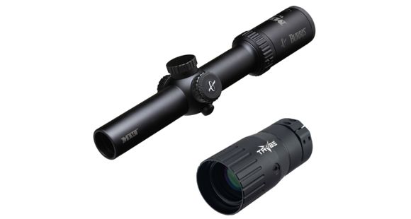 Image of Burris MTAC 1-4x24 mm Rifle Scope, 30 mm Tube, Second Focal Plane, Black, Matte, Red Ballistic Plex CQ Reticle, MOA Adjustment, w/ TRYBE Optics Enhancer, 200437-KIT1