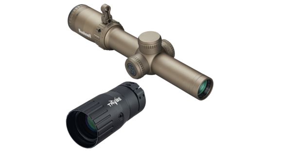 Image of OP Exclusive - Bushnell Elit Tactical SMRS II Pro 1-6.5X24mm Rifle Scope, 30mm Tube, Close Quarters Ballistic Drop Compensation Reticle, Flat Dark Earth, Box, ET71624P w/ TRYBE Optics Enhancer - Magn