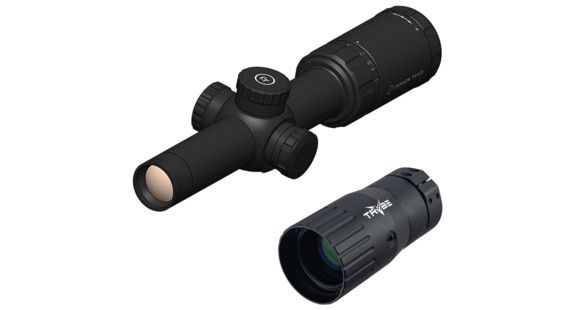 Image of OP Exclusive - Crimson Trace 2 Series Tactical Rifle Scope, 1-4x24mm, FFP, 30mm Tube, SR4-MOA Illuminated Reticle, Black, CTA-2104 w/ TRYBE Optics Enhancer - Magnification Doubler