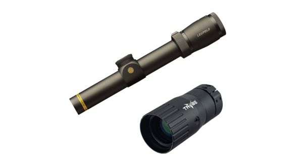 Image of Leupold VX-5HD 1-5x24mm Rifle Scope, 30 mm Tube, Second Focal Plane, Black, Matte, Red FireDot Duplex Reticle, MOA Adjustment, w/ TRYBE Optics Enhancer, 172367-KIT2
