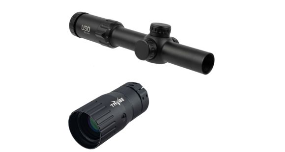 Image of U.S. Optics TS-8X Rifle Scope, 1-8x24mm, 30mm Tube, First Focal Plane, Digital Red Illuminated JNG MIL Reticle, Matte Black, TS-8X JNG MIL w/ TRYBE Optics Enhancer - Magnification Doubl