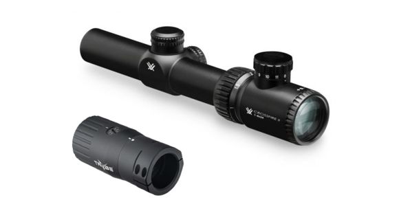 Image of Vortex Crossfire II 1-4x24mm Rifle Scope, 30 mm Tube, SFP, V-Brite Reticle, Anodized Black w/ TRYBE Optics Enhancer Magnification Doubler, CF2-31037-KIT1