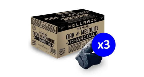 Image of OPMOD HellRazr Tex Mex Mix Oak/Mesquite Charcoal, 20 lbs, Box - 3 PACK