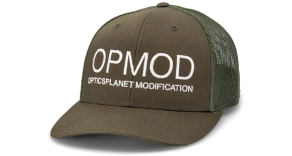 Image of OPMOD Trucker Hat Embroidered Logo, Dark Loden/Loden, OPM-Dark Loden/Loden