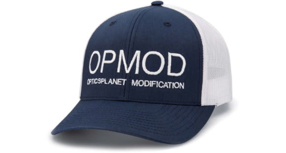 Image of OPMOD Trucker Hat Embroidered Logo, Dark Navy/White, OPM-Dark Navy/White