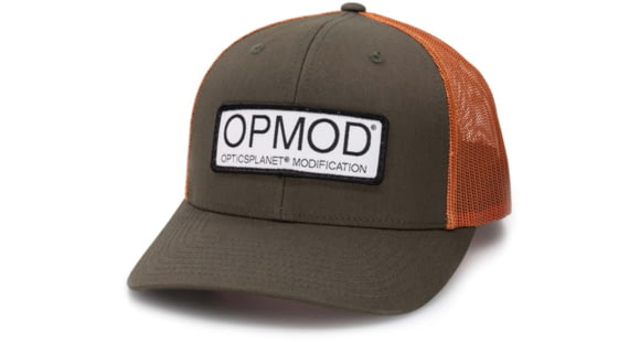 Image of OPMOD Trucker Hat Embroidered Patch, Dark Loden/Jaffa Orange, OPMDarkOraDark Lod/Ja Or