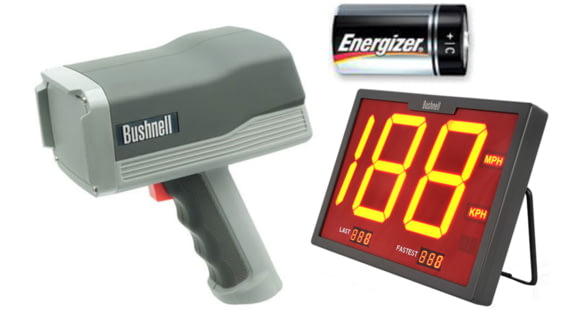 Image of OpticsPlanet Exclusive Bushnell Speedster III Radar Gun Sports Kit Bushnell SpeedScreen Radar Gun Display, Speedster 3 Radar Gun and Free Batteries