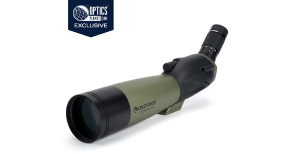 Image of DEMO, OpticsPlanet Exclusive Celestron Ultima 80mm Angled Spotting Scope, Olive Green/Black w/Tripod 93606 52250-OP