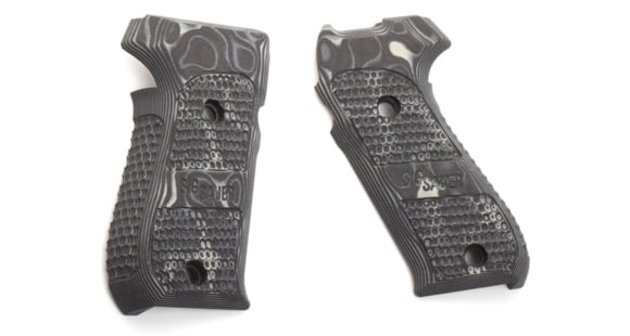 Image of OpticsPlanet Exclusive Hogue Handgun Grip, SIG Sauer P220 DA/SA, G10, Piranha Pattern, Black/Grey, Sig P220, 20737-7SIG
