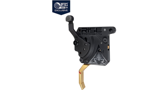 Image of OpticsPlanet Exclusive Rise Armament OPMOD Reliant Hex-C Action Drop-in Rifle Trigger, Remington 700, Curved, 2-5lb, Black/Gold, 850062094208