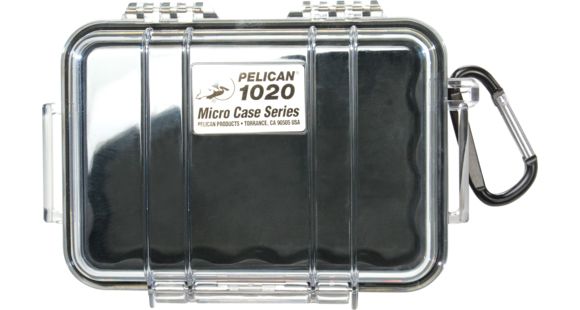 Image of Pelican 1020 Micro Watertight Dry Box, 6.37x4.75x2.12in, Clear Loop w/ Black Liner, 1020-025-100