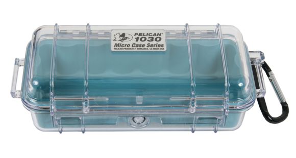 Image of Pelican 1030 Micro Watertight Dry Box, 7.50x3.87x2.43in, Clear Aqua, 1030-02A-100
