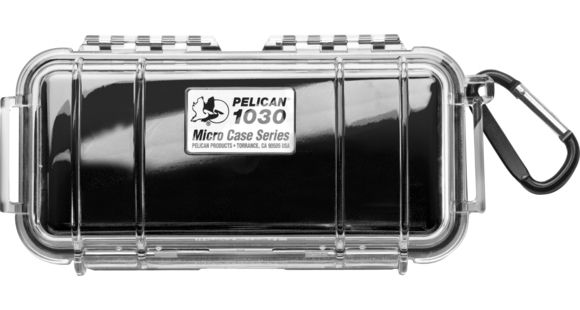 Image of Pelican 1030 Micro Watertight Dry Box, 7.50x3.87x2.43in, Clear, Black Liner w/Loop, 1030-025-100
