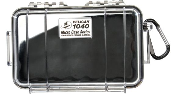 Image of Pelican 1040 Micro Watertight Crushproof Dry Box, 7.50x5.06x2.12in, Clear w/ Black Liner, 1040-025-100